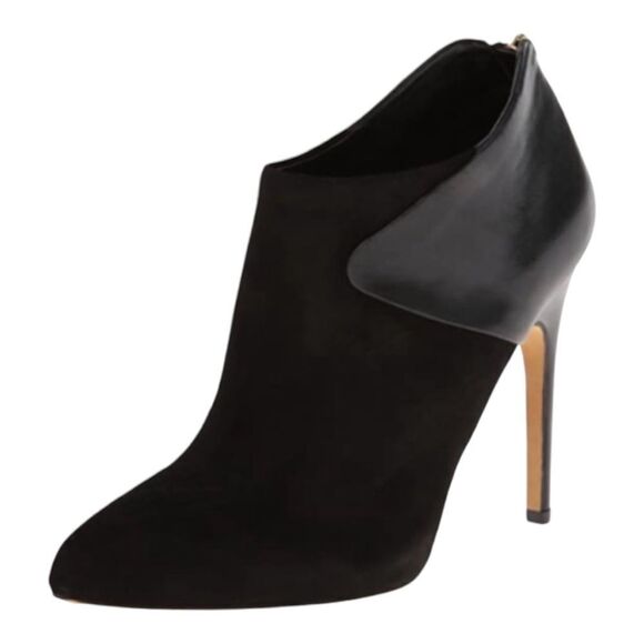 SAM EDELMAN Jacelyn Black Suede Leather Zip Up Stiletto Ankle Booties Boots - Picture 1 of 9
